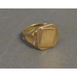 A 9ct. Yellow Gold Signet Ring, 6.9 gms