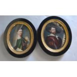 A Pair of 19th Century Portrait Miniatures, half-length portraits of gentlemen in period dress,
