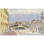 David Kennard, Venice Canal Scene Water Colour, signed and dated January 1988, 36 by 54 cms