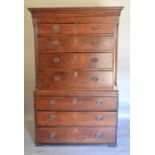 A George III Oak Chest on Chest, the moulded cornice above two short and six long drawers with