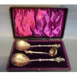 An Unusual Set of Three Victorian Silver Plated Spoons, the handles in the form of Punch, to include