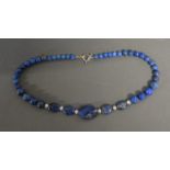 A Stirling Silver and Lapis Lazuli beaded necklace
