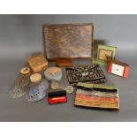 A Tortoiseshell Rectangular Tray, together with a collection of other items, to include two Art Deco