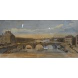 A Set of Four 18th Century Coloured Prints of Paris and Florence with modern frames, 23 by 45 cms