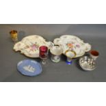 A Pair of Dresden Shaped Dishes together with a small collection of ceramics