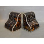 A Pair of 19th Century Tortoiseshell and Pique Work Bookends of shaped form, makers Vickerey