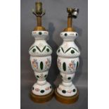 A Pair of Bohemiam Cameo Glass Table Lamps, 50 cms tall