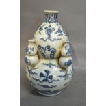 A Chinese Underglazed Blue Decorated Gourd Vase, 28 cms tall