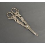 A Pair Of Sheffield Silver Grape Scissors Mounted With Foxes Within Grapevine