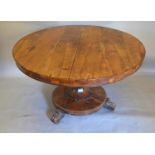 A Victorian Rosewood Centre Table of Circular Form, with an octagonal bulbous centre column,