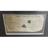 An Early Victorian Five Pound Note Inscribed Chichester Old Bank, dated 9th January 1838 and with