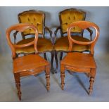 A Pair Of French Armchairs With Button Upholstered Backs and serpentine seats, raised upon