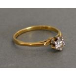 An 18 ct. Gold Solitaire Diamond Ring Claw Set