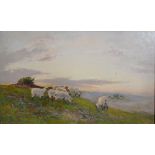 Attributed to Ernest Walbourn 1872 - 1927 England, Southdowns At Sunset, oil on board unsigned, 28