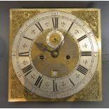 An 18th Century Long Cased Clock Movement the brass dial with silver chapter ring inscribed Edward