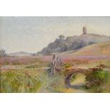 Thomas Robert Ablett 1849 - 1945, Windmill On The Hill, oil on board signed, 23 by 32cm