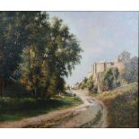 A 19th Century Italian School, Study Of A Village From A Track within a rural setting, oil on