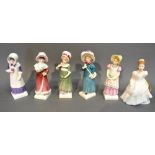 A Group Of Six Royal Doulton Porcelain Figurines
