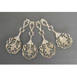 A Set Of Four Victorian Silver Bon Bon Spoons Of Pierced Form, London 1895, Maker W. C.