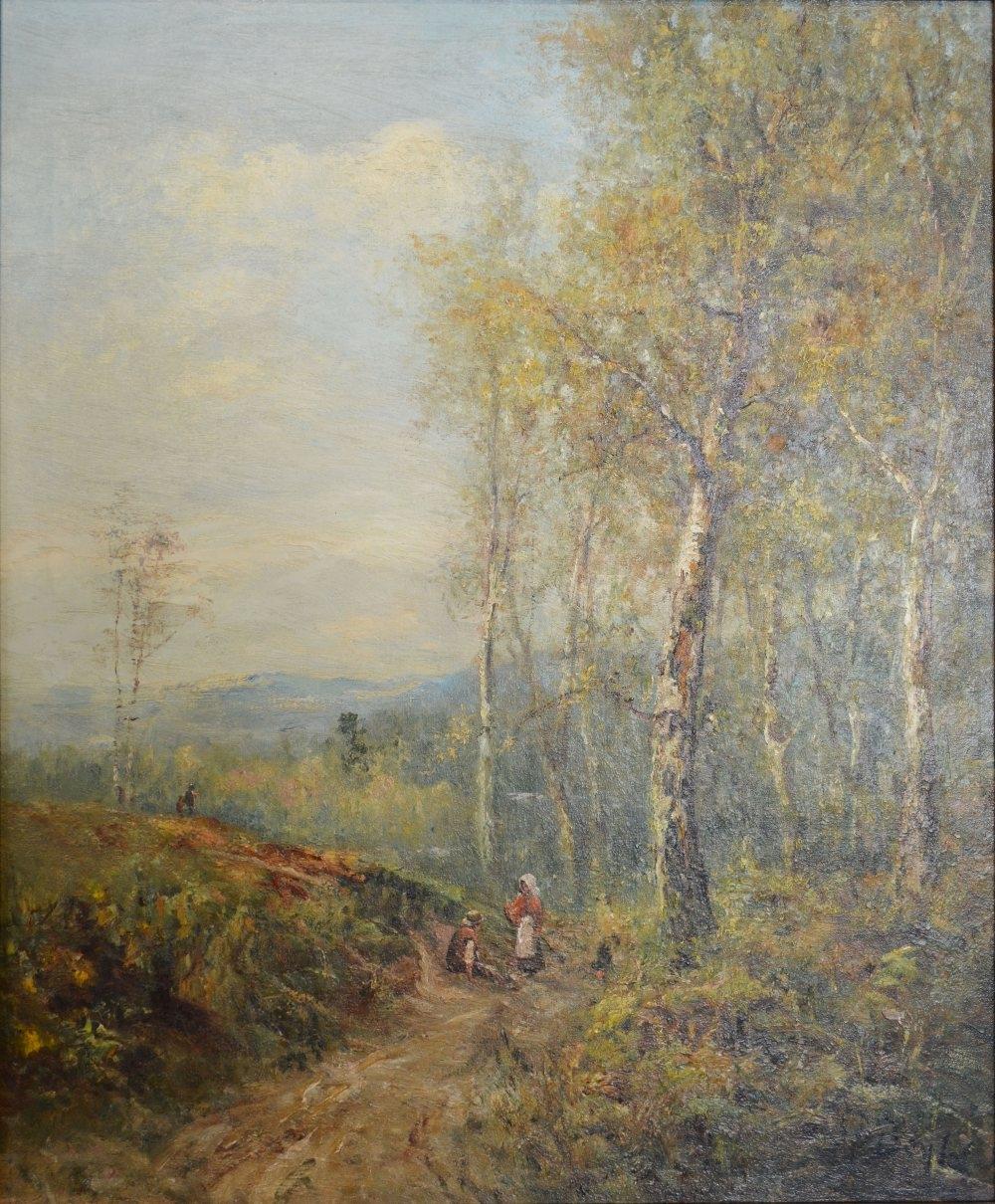 George Boyle,Knole Park, Figures On A Track Within A Rural Setting, oil on canvas signed, 60 by 50cm - Image 2 of 2