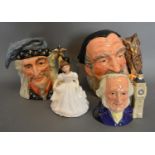 A Royal Doulton Large Character Jug "The Wizard" D6862, together with another "Merlin" D6529,