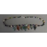 A Sterling Silver Multi-Coloured Stone Set Bead Necklace