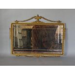 A Rectangular Gilt Framed Wall Mirror With Urn Cresting, 76cm by 98cm