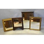 A Rectangular Gilt Framed Wall Mirror, together with three other wall mirrors