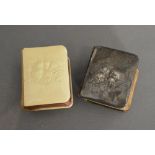 A London Silver Whispers Decorated Prayer Book Cover, together with another similar bone covered