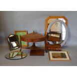 A 19th Century Mahogany Side Table, together with a 19th Century swing frame toilet mirror, together