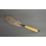 A George III Silver Fish Slice With Ivory Handle, London 1814
