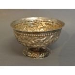 A Continental White Metal Pedestal Bowl Of Embossed Form, 12.5 cm diameter, 4 oz