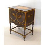 A Marine Painted Small Side Cabinet The Top Painted With A Sailing Ship, the sides painted cabin