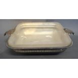 A George V Silver Entree Dish with glass liner and scroll end handles, Sheffield 1931, 15oz