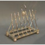 A Silver Plated Six Division Toast Rack Golf Related With Golf Club And Balls