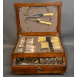 An Art Deco Silver Plated Canteen Of Cutlery In Fitted Oak Box