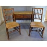 A 19th Century Oak Side Table With A Single Drop Flap and two frieze drawers with brass handles,