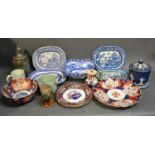 A Set Of Five 19th Century Under Glazed Blue Decorated Willow Pattern Platters, together with