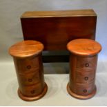 An Edwardian Walnut Sutherland Table, together with a pair of modern three drawer chests of