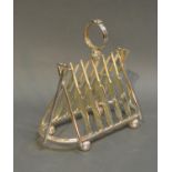 A Silver Plated Six Division Toast Rack Cricket Related With Bat, Ball And Stumps