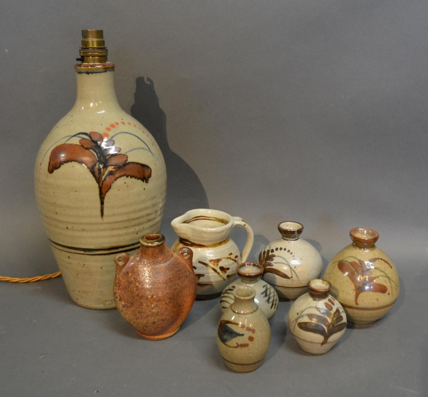 John Leach A Small Two Handled Studio Pottery Vase, together with seven other pieces of Studio