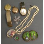 An Accurist Gentleman's Wrist Watch Together With Another Wrist Watch and various items of jewellery