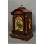 A Large 19th Century Brass Inlaid Table Clock The Arched Top With Pineapple Finial and four other