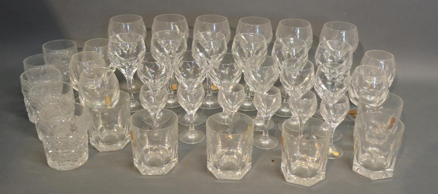 A Cut Glass Drinking Set Comprising Six Wine Glasses and similar smaller with tumblers by Bachtmann