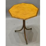 A 19th Century Satinwood Octagonal Occasional Table with out swept legs