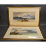 William Henry Earp, 1854 Onwards, England, Mountainous Lake Scenes, a pair of watercolours,