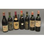 One Bottle Chateaux Neuf Du Pape 1971, together with six other bottles of red wine