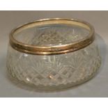 A London Silver Mounted And Cut Glass Fruit Bowl, 20cm diameter