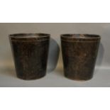 A Pair Of Leather Waste Paper Bins, 30cm tall