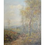George Boyle,Knole Park, Figures On A Track Within A Rural Setting, oil on canvas signed, 60 by 50cm